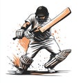 Cricket Player Powerful Swing Action Intense Game