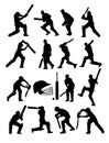 Cricket Players Silhouettes