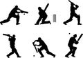 Cricket players silhouettes Royalty Free Stock Photo