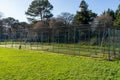 Cricket practice nets on the side of sports ground recreation area Royalty Free Stock Photo