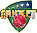 Cricket sports ball stars shield Royalty Free Stock Photo