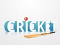 Cricket sports concept with bat and ball. Royalty Free Stock Photo