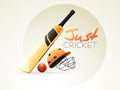 Cricket sports concept with bat, ball and helmet. Royalty Free Stock Photo