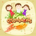 Cricket sports concept with cute little girls. Royalty Free Stock Photo