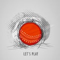 Cricket sports concept with red ball. Royalty Free Stock Photo