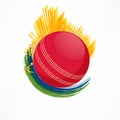 Cricket sports concept with red ball. Royalty Free Stock Photo