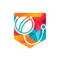 Cricket stethoscope vector logo design. Sports health and care logo concept.