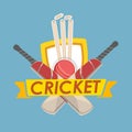 Cricket text with cricket match object. Royalty Free Stock Photo