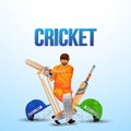 Cricket tounament match with cricket and helmet on white background Royalty Free Stock Photo
