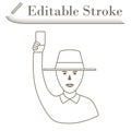 Cricket Umpire With Hand Holding Card Icon Royalty Free Stock Photo