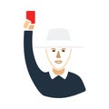 Cricket umpire with hand holding card icon Royalty Free Stock Photo