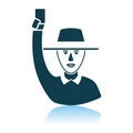 Cricket Umpire With Hand Holding Card Icon