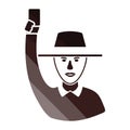 Cricket umpire with hand holding card icon