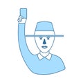 Cricket Umpire With Hand Holding Card Icon Royalty Free Stock Photo