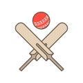 Cricket vector line icon. Bats and ball logo, equipment sign. Sport competition illustration