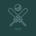 Cricket vector line icon. Bats and ball logo, equipment sign. Sport competition illustration