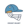 Cricket vector line icon. Helmet logo, equipment sign. Sport competition illustration