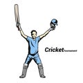 Cricket victory in blue vector illustration