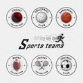 Cricket, volleyball, football, basketball, squash, rugby badges logos and labels for any use