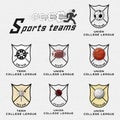 Cricket, volleyball, football, basketball, squash, rugby badges logos and labels for any use