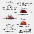 Cricket, volleyball, football, basketball, squash, rugby badges logos and labels for any use