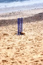 Cricket wickets in the sand