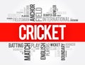 Cricket word cloud collage, sport concept background Royalty Free Stock Photo
