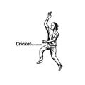 Cricketer bowling a ball vector illustration. Royalty Free Stock Photo