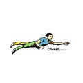 Cricketer catches a ball vector illustration design. Royalty Free Stock Photo