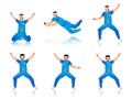 Cricket players character in different playing poses.