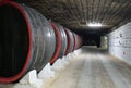 Cricova old Moldavian underground wine town wine collection big barrels museum background Royalty Free Stock Photo