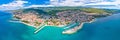 Crikvenica. Town on Adriatic sea waterfront aerial panoramic view