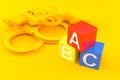 Crime background with toy blocks Royalty Free Stock Photo