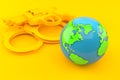 Crime background with world globe