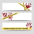 Crime banners with bloody handprints Royalty Free Stock Photo