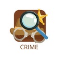 Crime cinema genre, symbol for cinema, theatre, channel, cinematography, movie production vector Illustration