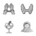 Crime, cooking and other monochrome icon in cartoon style.medicine, space icons in set collection.