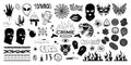 Crime elements, graphic set gang tattoo, brutalism elements Royalty Free Stock Photo