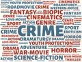 CRIME - image with words associated with the topic MOVIE, word, image, illustration Royalty Free Stock Photo