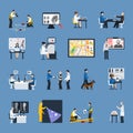 Crime Investigation Flat Icons Set