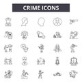 Crime line icons, signs, vector set, outline illustration concept