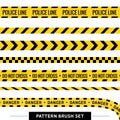 Crime line tape. Police danger caution vector yellow barrier. Not cross security line