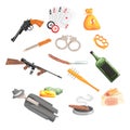 Crime And Money Related Set Of Objects Royalty Free Stock Photo