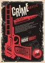 Crime movies spectacular movie night retro poster design Royalty Free Stock Photo