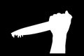 Crime And Murder Symbol.Criminal Concept. Halloween Background.Silhouette Of A Hand With A Knife And Drops Of Blood On A