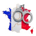Crime and punishment in France concept, 3D rendering