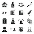 Crime and punishment icons set, simple style Royalty Free Stock Photo