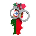 Crime and punishment in Portugal concept, 3D rendering