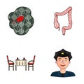 Crime, restaurant and other web icon in cartoon style. medicine, security icons in set collection.