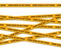 Crime scene do not cross yellow police tape Royalty Free Stock Photo